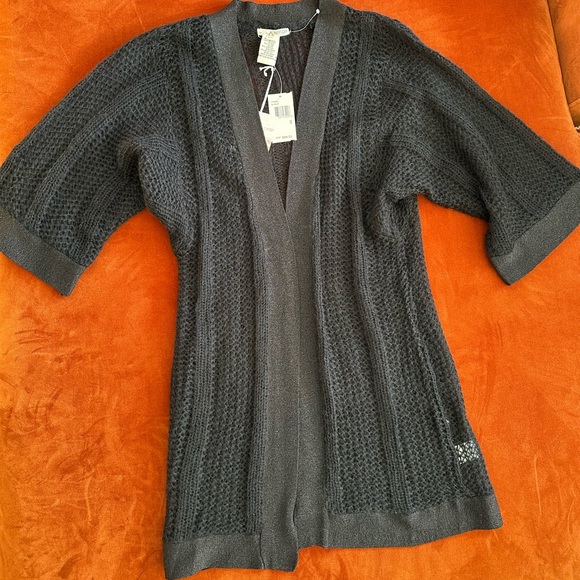 Kenzie New Black Mohair Blend Open Knit Cardigan Sparkly Lurex Trimming Medium - Picture 1 of 16